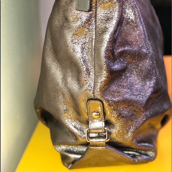 Coach Large Vintage Metallic Gunmetal Purse / Shoulder Bag - Satin - Chainlinks - Picture 7 of 7